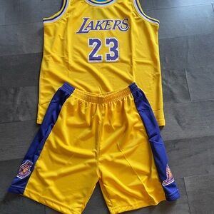 Gold And purple Lakers #23 LeBron James Home   Basketball Jersey & Shorts Youth